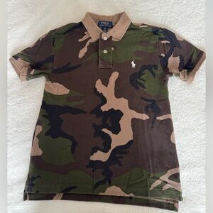 Polo by Ralph Lauren Boys' Camouflage Polo Shirt - Green/Brown/Black Size 8